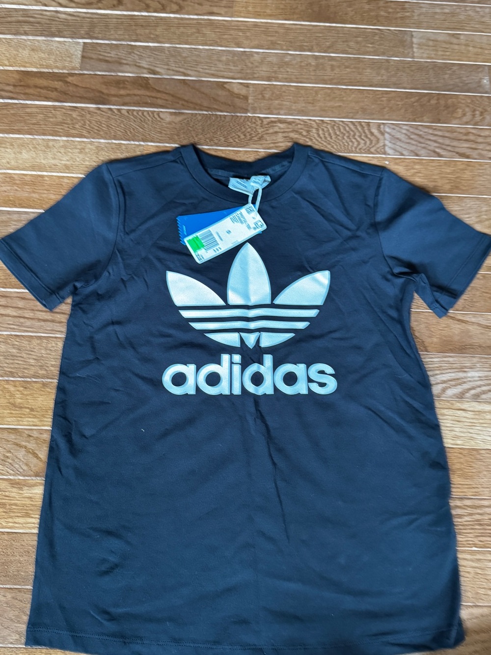 NWT: adidas Black Tee with White Trefoil Logo